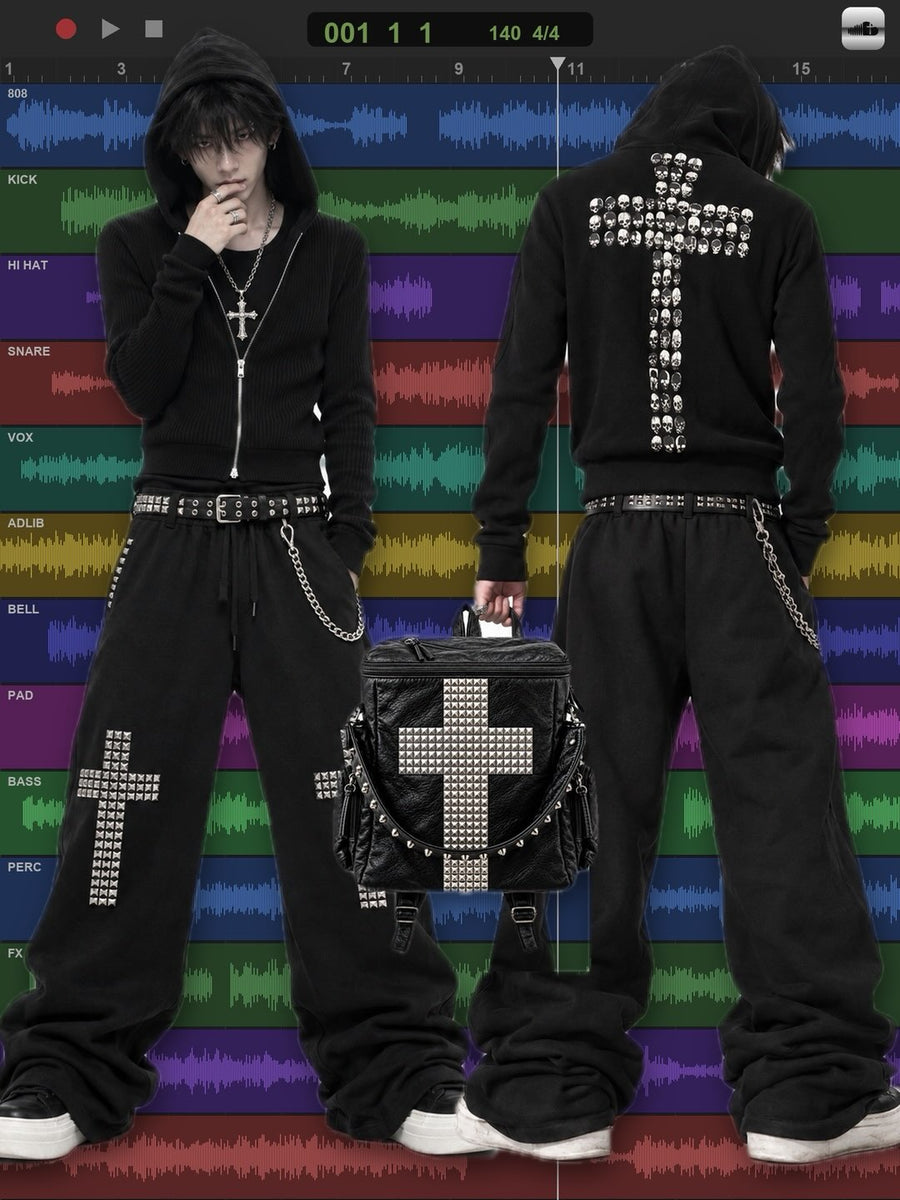 "cross rivet" sweat pants 着用イメージ 3 | OPIUM CLOUD