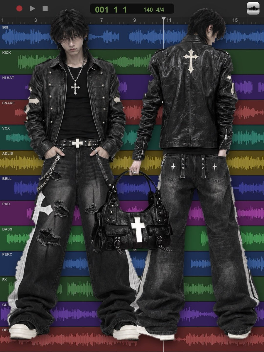 "cross patch" wide denim 着用イメージ 4 | OPIUM CLOUD