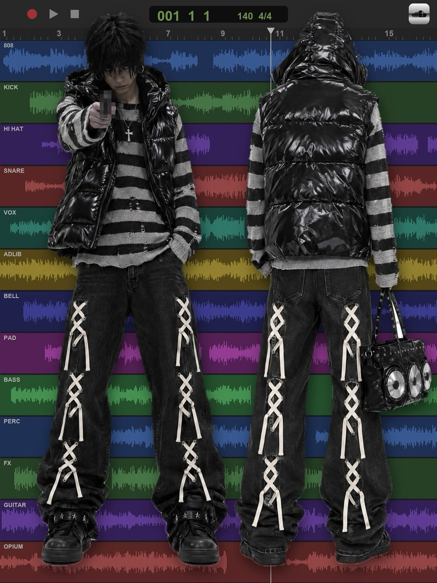 "glossy hood" puffer vest 着用イメージ 1 | OPIUM CLOUD