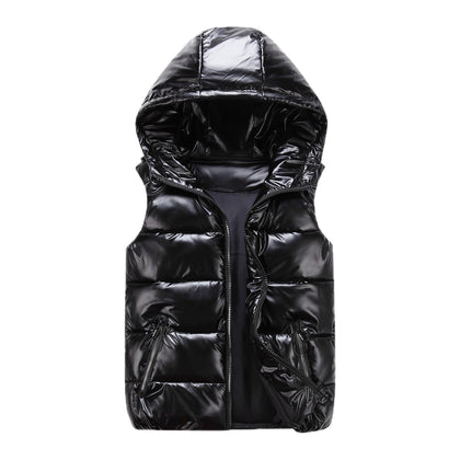 "glossy hood" puffer vest OPIUM CLOUD