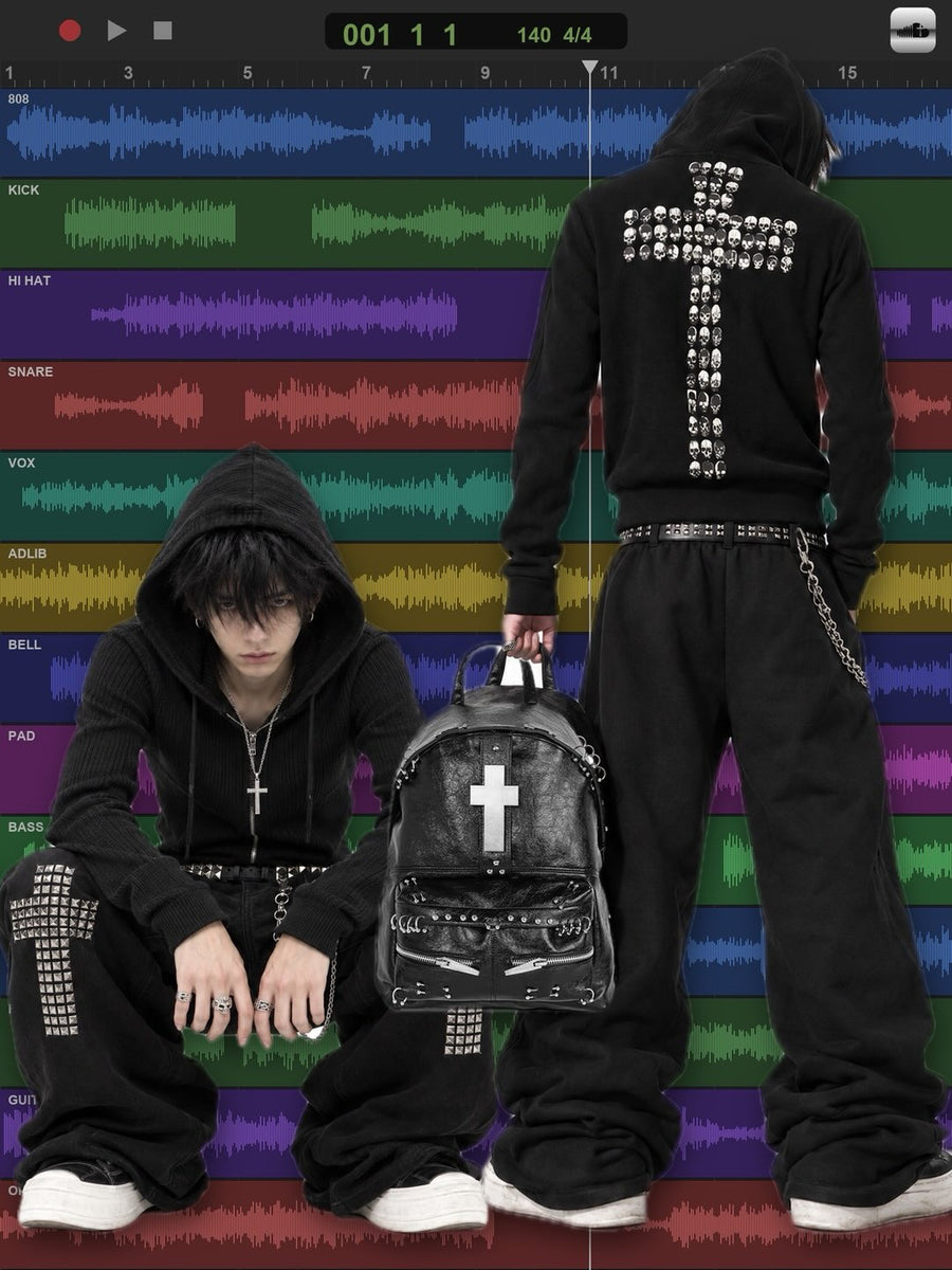 "cross rivet" sweat pants 着用イメージ 4 | OPIUM CLOUD
