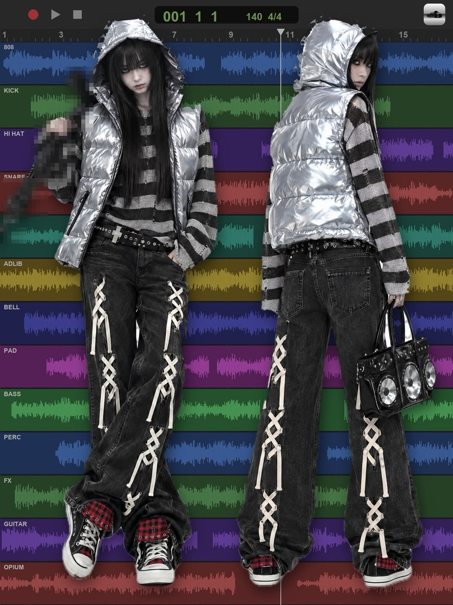 "broken stripe" knit 着用イメージ 3 | OPIUM CLOUD
