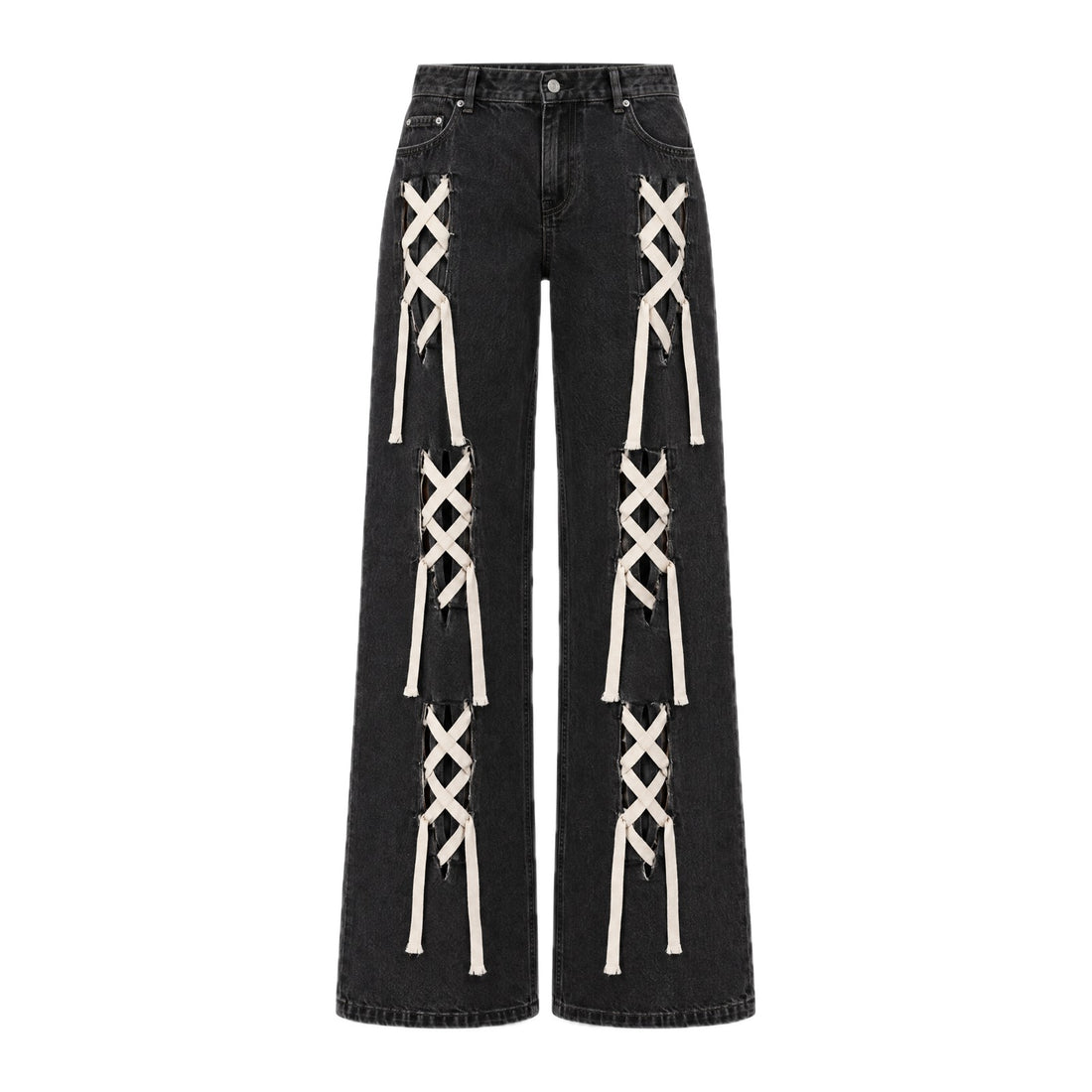 "lace-up" wide denim OPIUM CLOUD