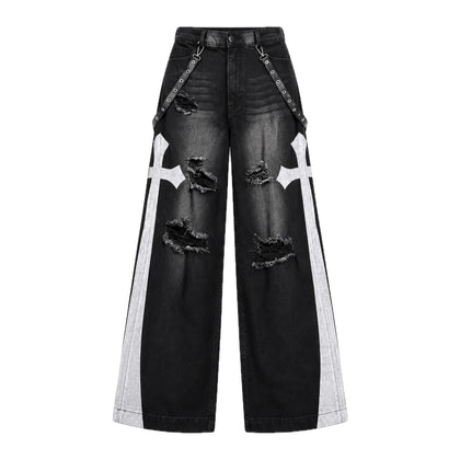 "cross patch" wide denim OPIUM CLOUD