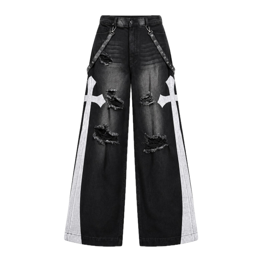 "cross patch" wide denim OPIUM CLOUD